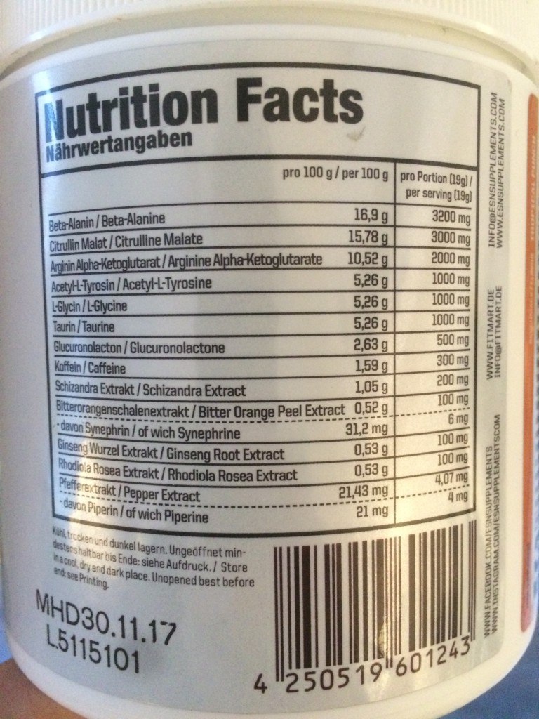 ESN Crank - Nutrition Facts